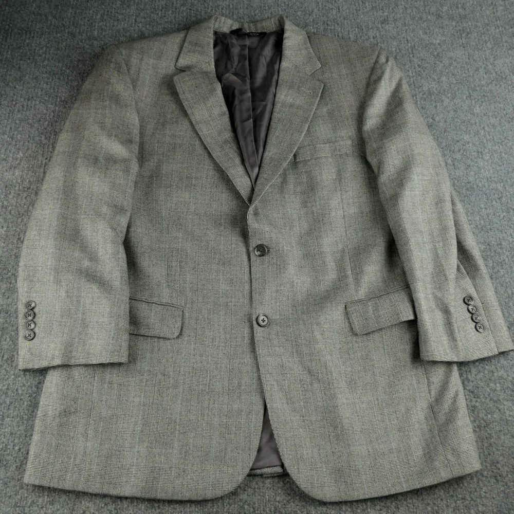 Jos A Bank Signature Sport Coat Mens 43R Silk Camel Hair Glen Plaid Windowpane